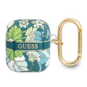 guess gua2hhfln airpods cover zielony/green flower strap collection
