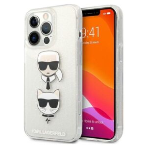 karl lagerfeld klhcp13lkctugls iphone 13 pro / 13 6,1" srebrny/silver hardcase glitter karl`s & choupette