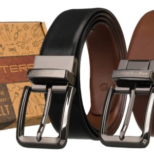 męski pasek z prawdziwej skóry peterson ptn rb35 met black-brown