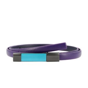dudu womens belt in genuine leather two tones made in italy thin 12mm shortened with snap-on buckle