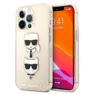 karl lagerfeld klhcp13lkctuglgo iphone 13 pro / 13 6,1" złoty/gold hardcase glitter karl`s & choupette