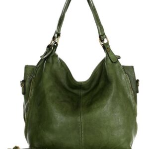 torba skórzana wysokogatunkowa na ramię styl miejski shoulder leather bag - marco mazzini zielona