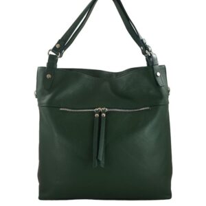 duży skórzany worek / shopper bag - a4 - zielony ciemny
