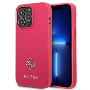 guess guhcp13lps4mf iphone 13 pro / 13 6,1" różowy/pink hardcase saffiano 4g small metal logo