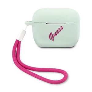 guess guacaplsvsbf airpods pro cover niebieski fuksja/blue fuschia silicone vintage