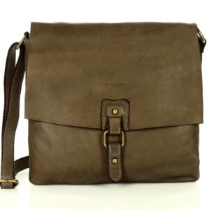torebka skórzana listonoszka stylowy minimalizm ala messenger leather bag - marco mazzini ciemny beż khaki