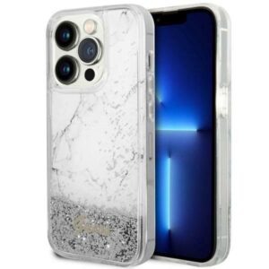 guess guhcp14xlcsgsgh iphone 14 pro max 6.7" biały/white hardcase liquid glitter marble