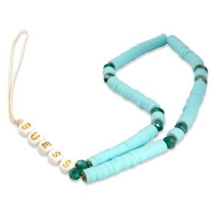 guess zawieszka gustpearp phone strap niebieski/blue heishi beads