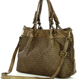 torba pleciona uniwersalny kuferek skórzany it leather bag - marco mazzini beż taupe