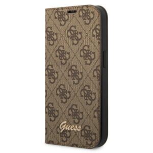 guess gubkp14lhg4shw iphone 14 pro 6,1" brązowy/brown book 4g vintage gold logo