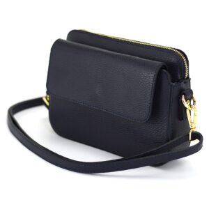 elegancka torebka damska kieszeń z klapką crossbody listonoszka ze skóry - marco mazzini