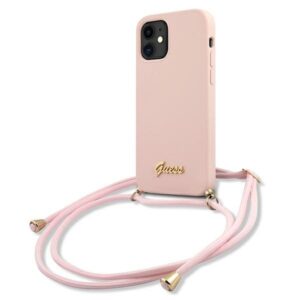 guess guhcp12slsclmglp iphone 12 mini 5,4" różowy/pink hardcase metal logo cord