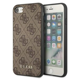 guess guhci8g4gfbr iphone se 2022 / 2020 / 7 / 8 brązowy/brown hard case 4g metal gold logo