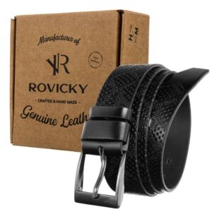 skórzany męski czarny pasek rovicky klasyk skóra węża