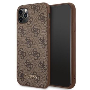 guess guhcn58g4gfbr iphone 11 pro 5,8" brązowy/brown hard case 4g metal gold logo