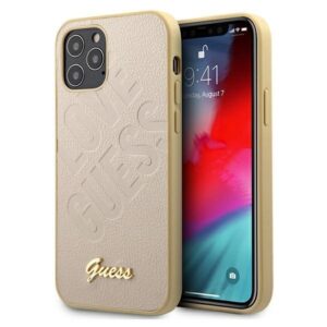 guess guhcp12lpuilglg iphone 12 pro max 6,7" złoty/gold hardcase iridescent love script gold logo