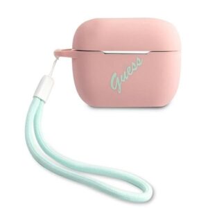 guess guacaplsvspg airpods pro cover różowo zielony/pink green silicone vintage