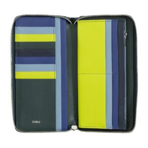 dudu long zipper rfid wallet for women in leather large ladies purse zip around with 14 card slots