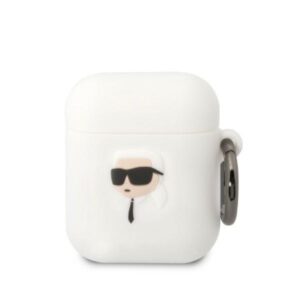 karl lagerfeld kla2runikh airpods 1/2 cover biały/white silicone karl head 3d