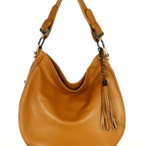 torebka skórzana damska worek eleganc sacco - marco mazzini camel