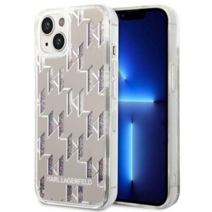 karl lagerfeld klhcp14slmnms iphone 14 6,1" hardcase srebrny/silver liquid glitter monogram