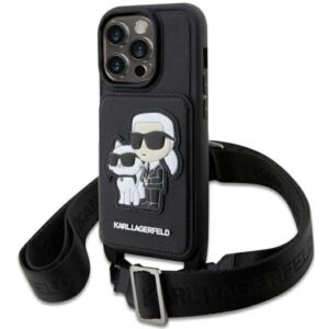 karl lagerfeld klhcp14lcsakcpmk iphone 14 pro 6.1" hardcase czarny/black crossbody saffiano karl & choupette