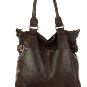 torebka skórzana xl shopper vintage bag z kieszeniami vera pelle - marco mazzini brąz caffe