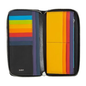 dudu long zipper rfid wallet for women in leather large ladies purse zip around with 14 card slots