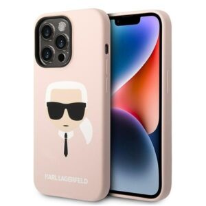 karl lagerfeld klhmp14lslkhlp iphone 14 pro 6,1" hardcase jasnoróżowy/light pink silicone karl`s head magsafe
