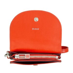 dudu wristlet purse for women in soft leather, compact small wallet coloured with coin pocket bill money cards holders