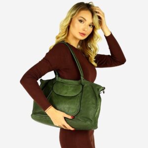 marco mazzini torebka skórzana shopper bag ispirato dalla natura zieleń militare