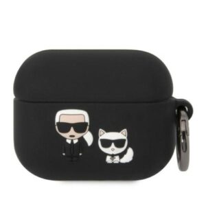 karl lagerfeld klacapsilkck airpods pro cover czarny/black silicone karl & choupette