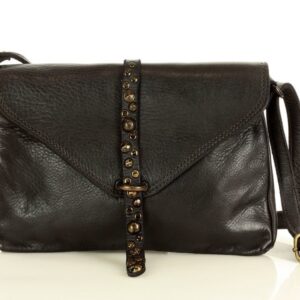 marco mazzini torebka listonoszka kopertówka z dżetami skóra naturalna leather clutch czarna