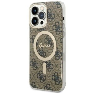 guess guhmp14xh4stw iphone 14 pro max 6.7" brązowy/brown hardcase 4g magsafe