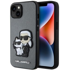 karl lagerfeld klhcp14ssankcpg iphone 14 6.1" hardcase srebrny/silver saffiano karl & choupette