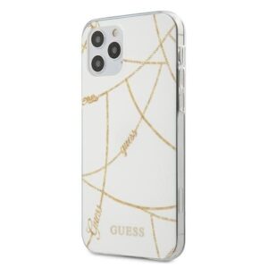 guess guhcp12lpcuchwh iphone 12 pro max 6,7"  biały/white hardcase gold chain collection