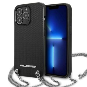 karl lagerfeld klhcp13lpmk iphone 13 pro / 13 6,1" hardcase czarny/black leather textured and chain