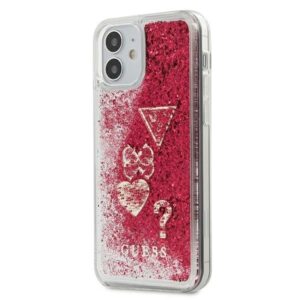 guess guhcp12sglhflra iphone 12 mini 5,4" malinowy/raspberry hardcase glitter charms