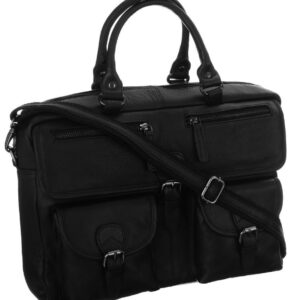 rozbudowana torba na laptopa unisex ze skóry naturalnej