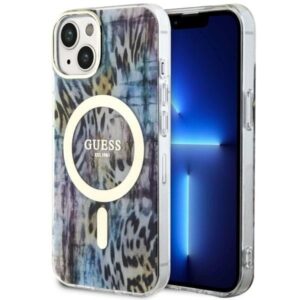 guess guhmp14shleopwb iphone 14 6.1" niebieski/blue hardcase leopard magsafe
