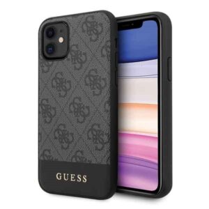guess guhcn61g4glgr iphone 11 6,1" / xr szary/grey hard case 4g stripe collection
