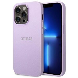 guess guhcp14lpsasbpu iphone 14 pro 6,1" fioletowy/purple saffiano strap