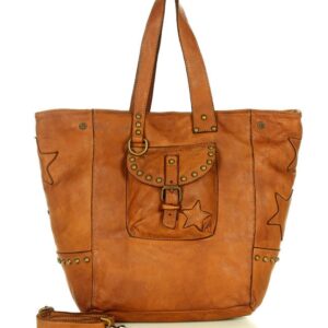 marco mazzini oryginalna torba damska skórzana z kieszonką shopper leather star bag brąz camel