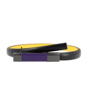 dudu womens belt in genuine leather two tones made in italy thin 12mm shortened with snap-on buckle
