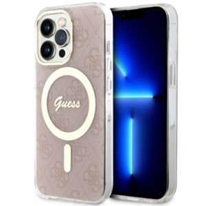 guess guhmp13lh4stp iphone 13 pro / 13 6.1" różowy/pink hardcase 4g magsafe