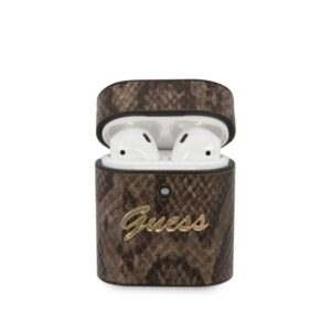 guess guaca2pusnsmlbr airpods cover brązowy/brown python collection