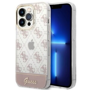 guess guhcp14xhg4mhp iphone 14 pro max 6,7" różowy/pink hardcase 4g pattern script