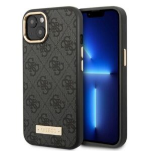 guess guhmp13mu4gprk iphone 13 6,1" czarny/black hard case 4g logo plate magsafe