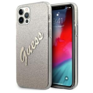 guess guhcp12mpcuglsgo iphone 12/12 pro 6,1" złoty/gold hardcase glitter gradient script