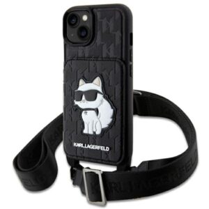 karl lagerfeld klhcp14scsakhpck iphone 14 6.1" hardcase czarny/black crossbody saffiano monogram choupette